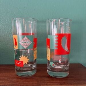 Vintage 2000 Indiana Glass Tabasco, Set of Two Drinking Glasses